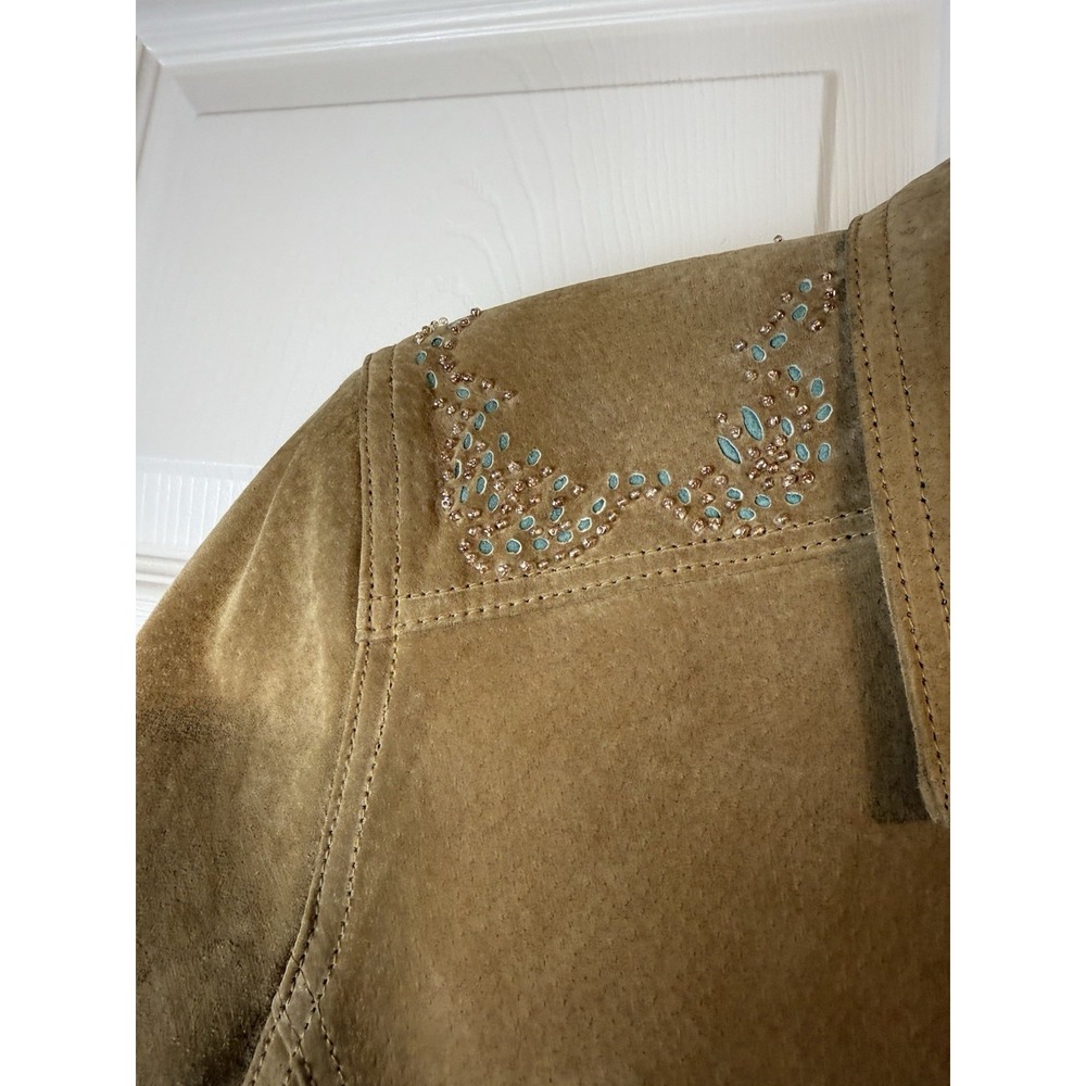 Brandon Thomas 100% Suede Leather Jacket Tan Women's Sz S Boho Western Rodeo - Picture 9 of 16